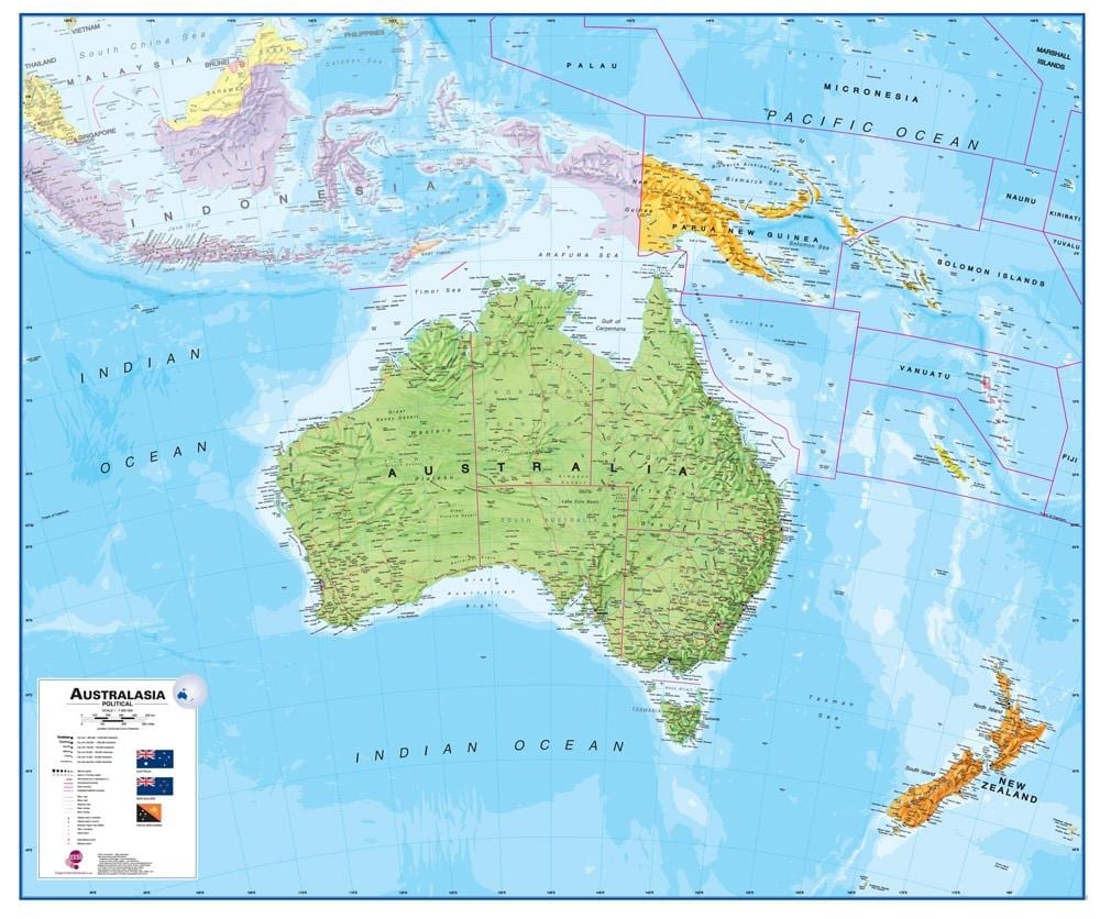 úc và new zealand bản đồ