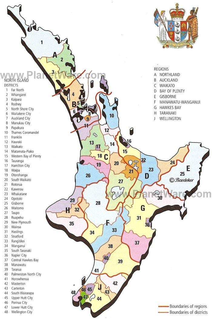 bản đồ của new zealand bắc đảo khu vực và huyện