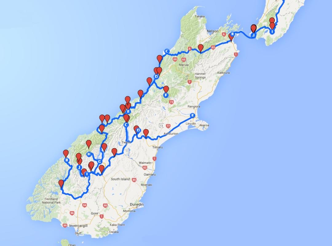 bản đồ của đảo phía nam new zealand