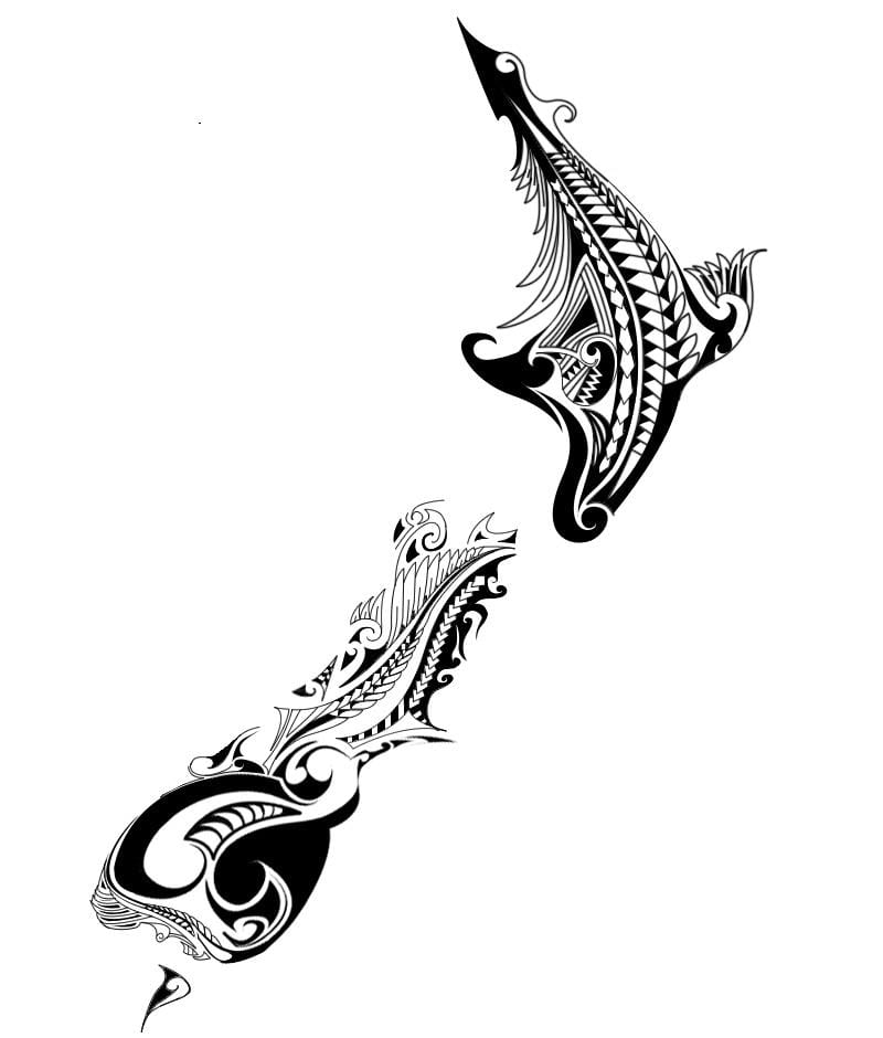 Bản đồ của new zealand, hình xăm