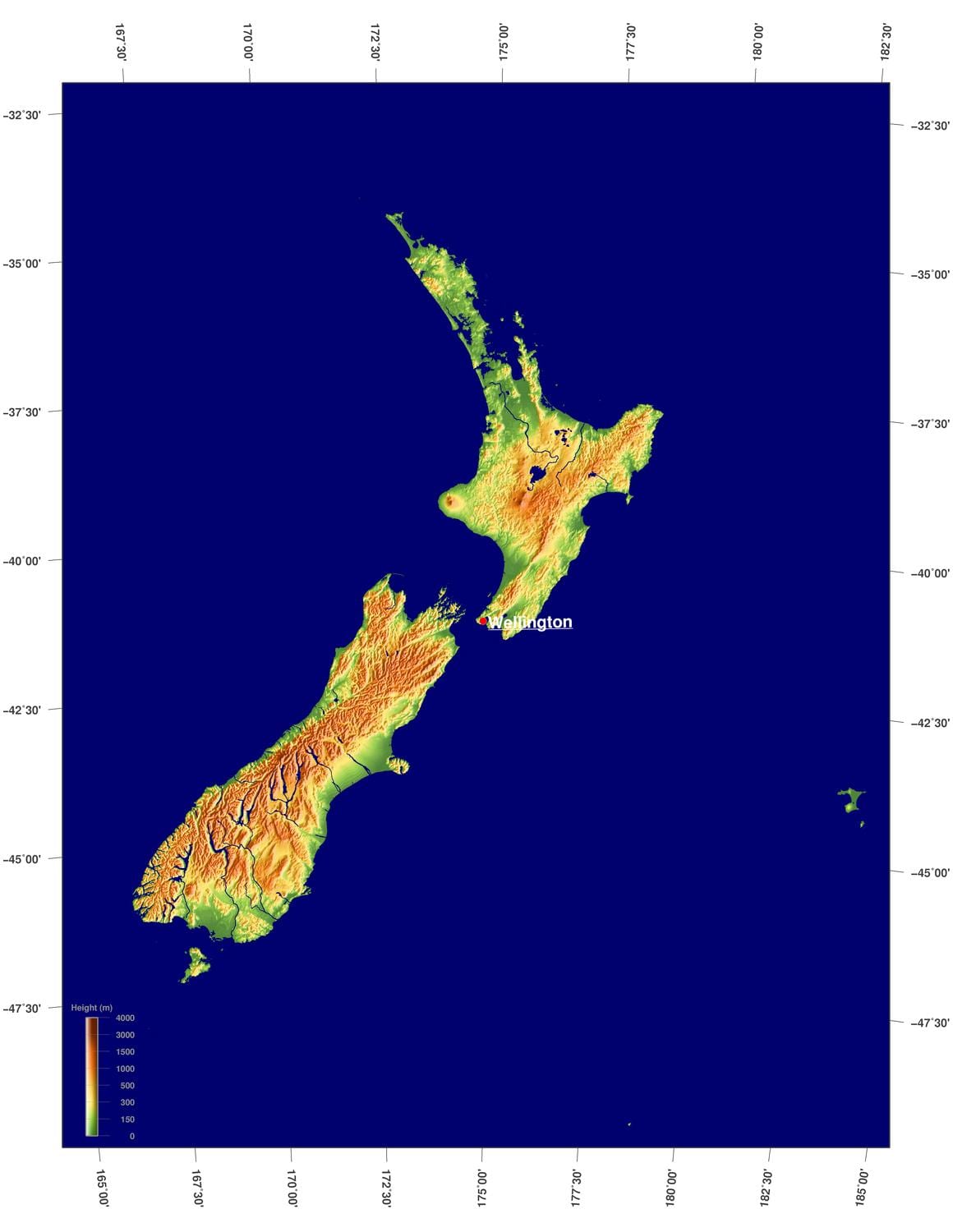 new zealand địa hình bản đồ