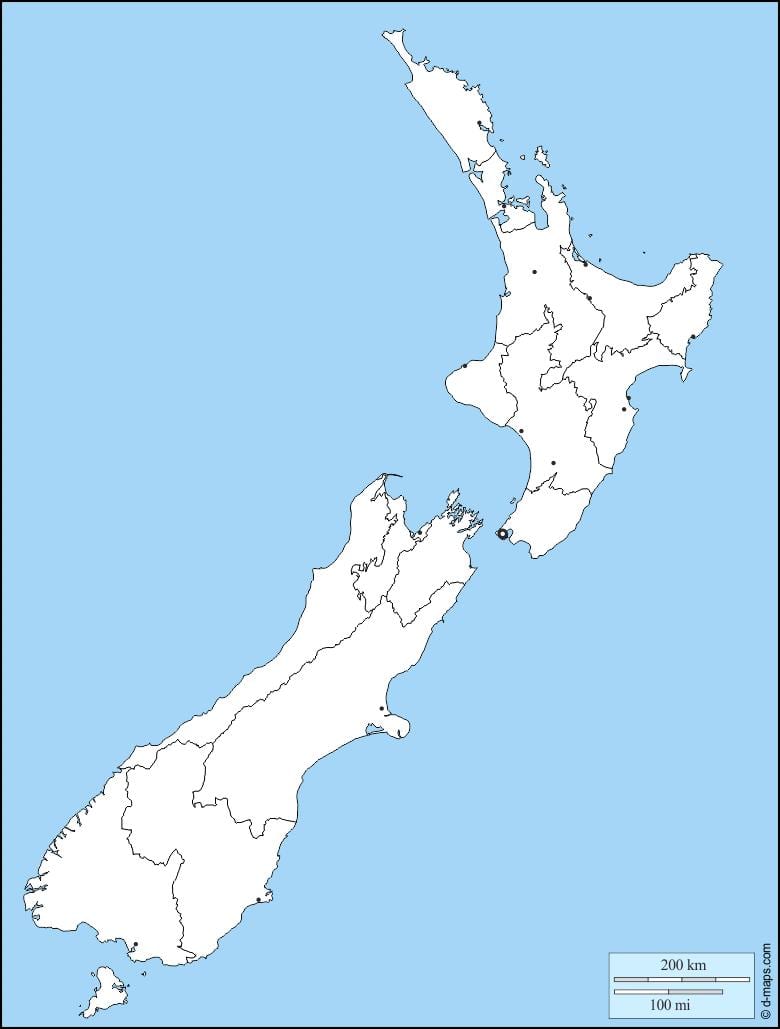 trống bản đồ vật lý của new zealand