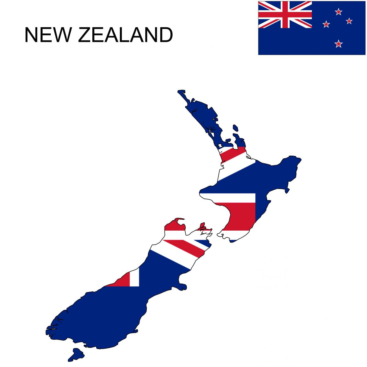 Bản đồ của new zealand và cờ