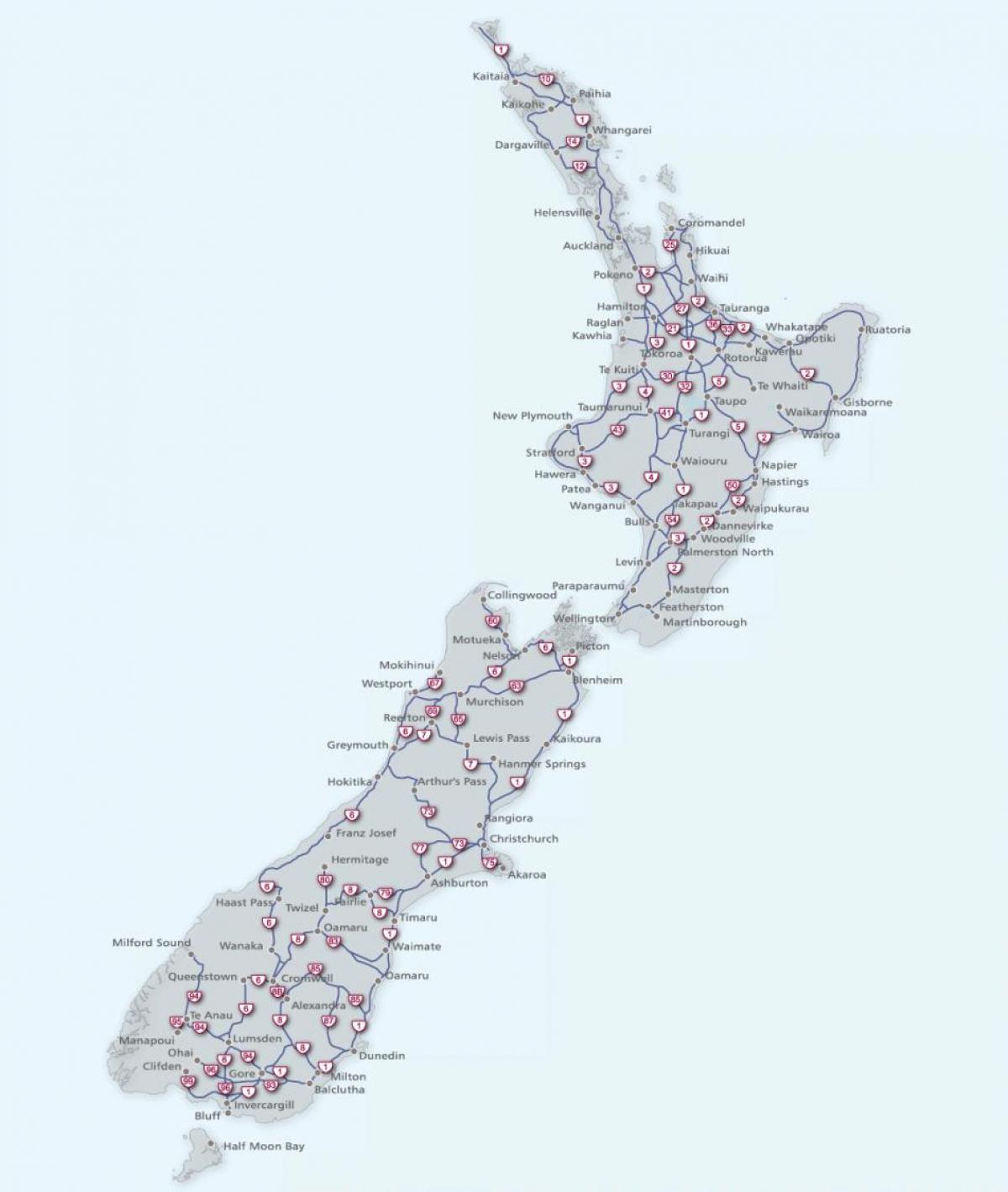 new zealand đường bản đồ