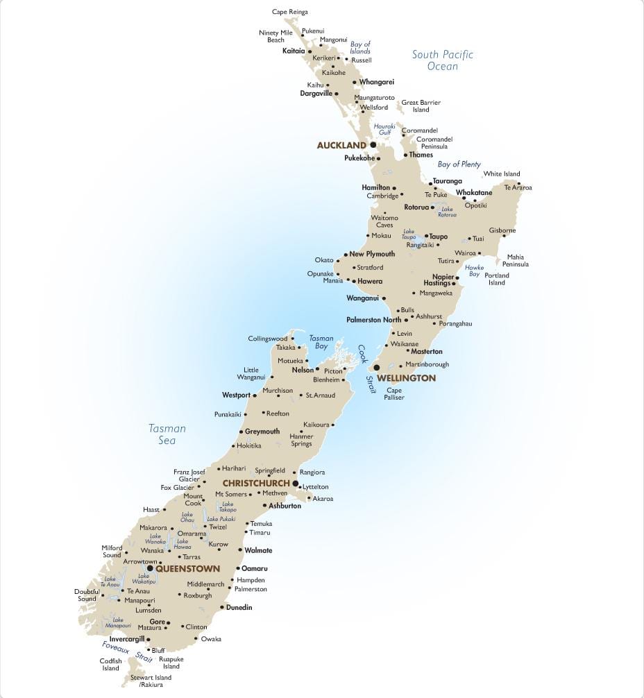 Bản đồ của new zealand hồ