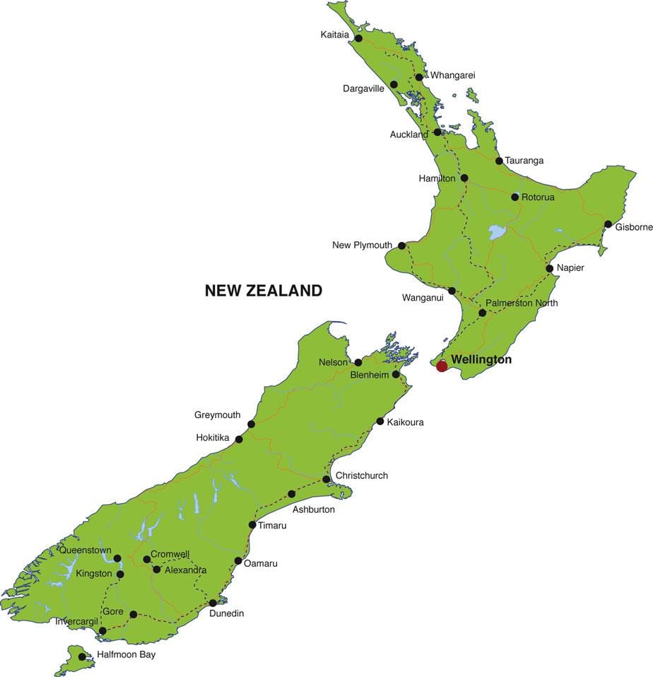 Bản đồ của new zealand kỳ