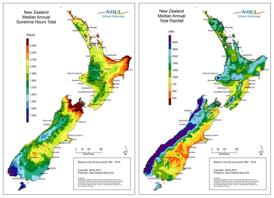 Bản đồ của new zealand khí hậu