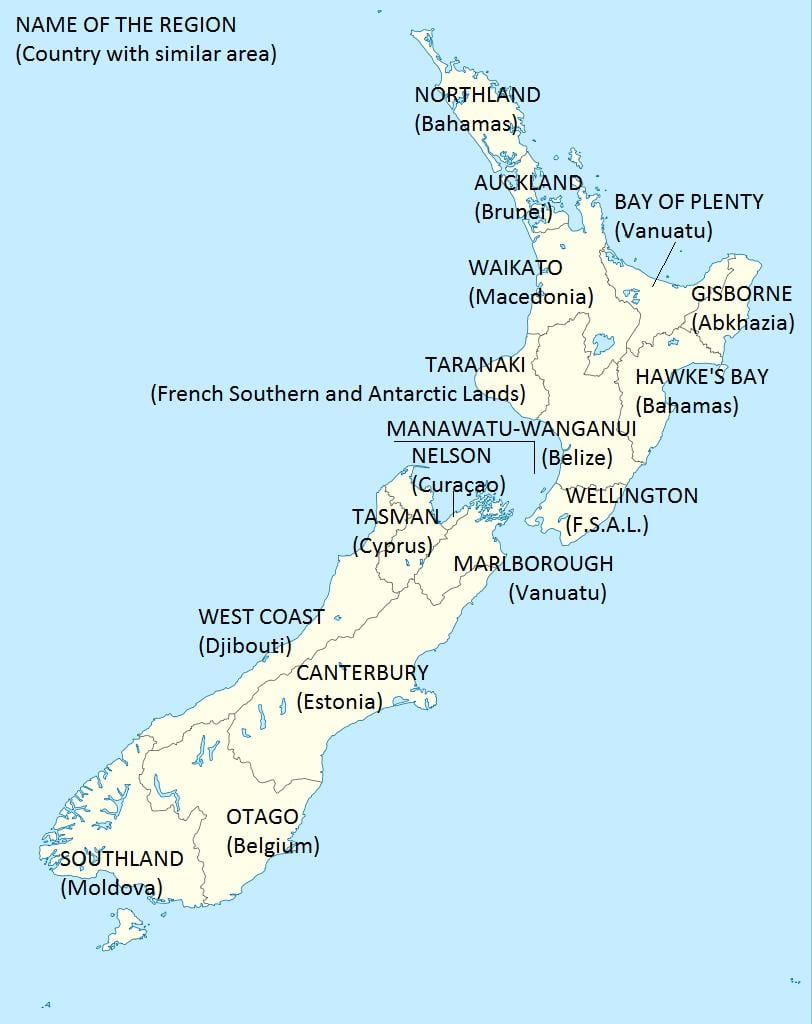 bản đồ của new zealand và nước xung quanh