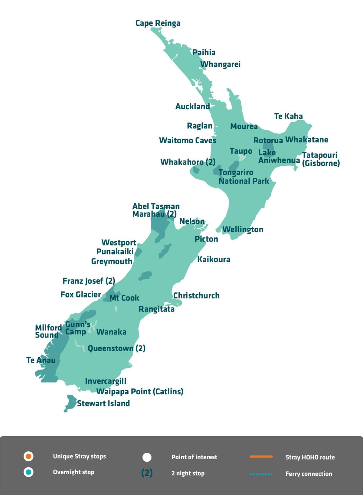 Bản đồ của new zealand ngắm cảnh