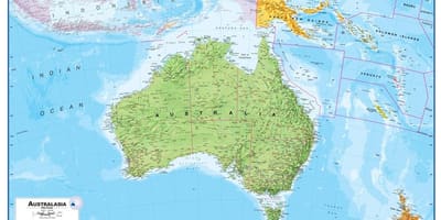 Bản đồ của úc và new zealand vật chất