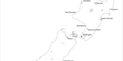 Bản đồ của new zealand đen và trắng