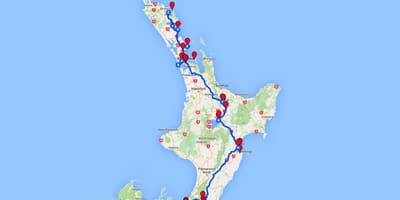 Lái xe bản đồ của đảo bắc new zealand