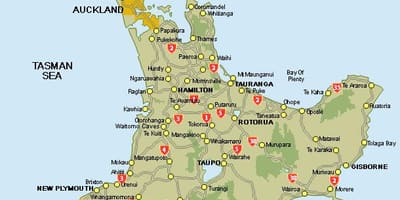 Bản đồ của bắc đảo new zealand