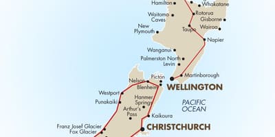 Bản đồ của đảo phía nam new zealand lái xe