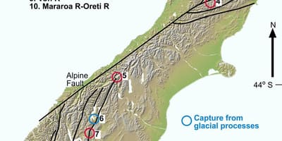 Bản đồ của hẻm núi, sông new zealand