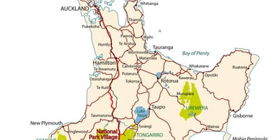 Chi tiết và bản đồ đường của new zealand bắc đảo