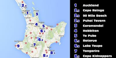 Bản đồ của new zealand bắc đảo hấp dẫn