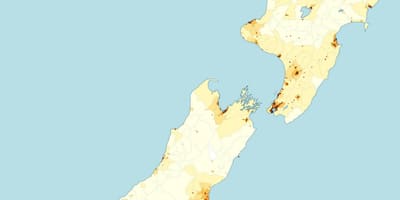 New zealand mật độ dân bản đồ