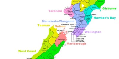 New zealand quận bản đồ