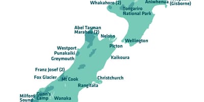 Bản đồ của new zealand ngắm cảnh