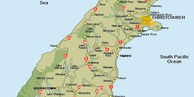 New zealand bản đồ nam đảo bản đồ đường